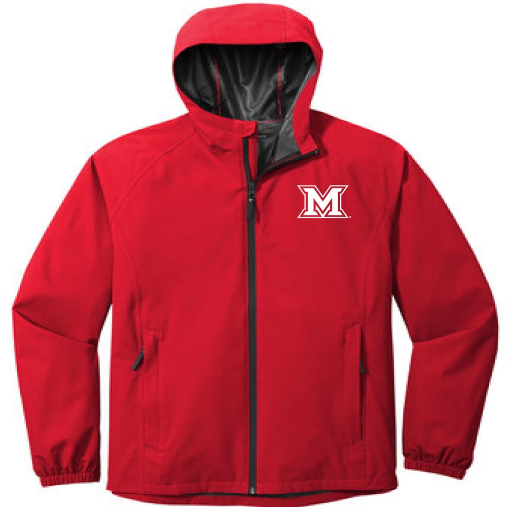 J2 Sport Miami University Waterproof Rain Jacket Apparel Long Sleeve Coat