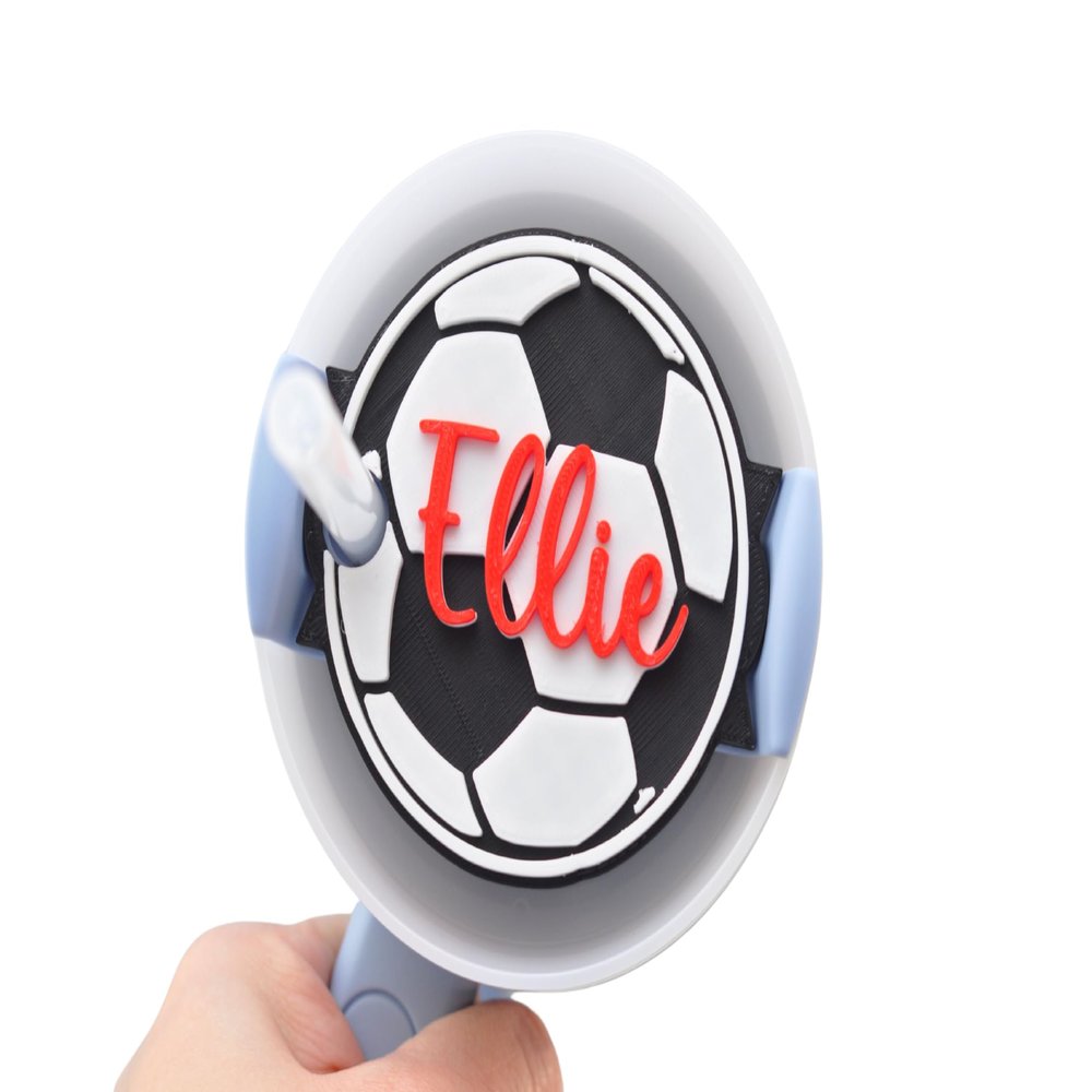 Personalized Stanley Cup Soccer tag. This Soccer Tumbler topper ONLY fits the 30 Oz and 40 Oz Stanley Quencher H2.0.