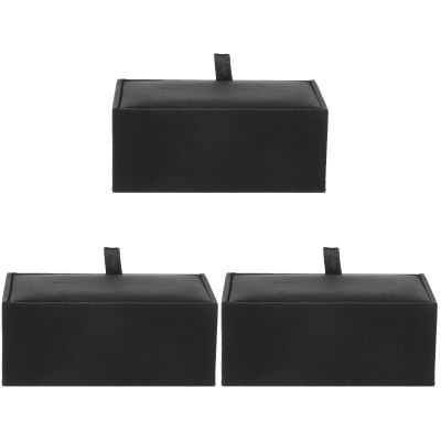 PRETYZOOM 3pcs Cufflink Box, Small Flip-up Cuff Link Storage Boxes Organizer, Men's Jewelry Case for Cufflink, Tie Clips
