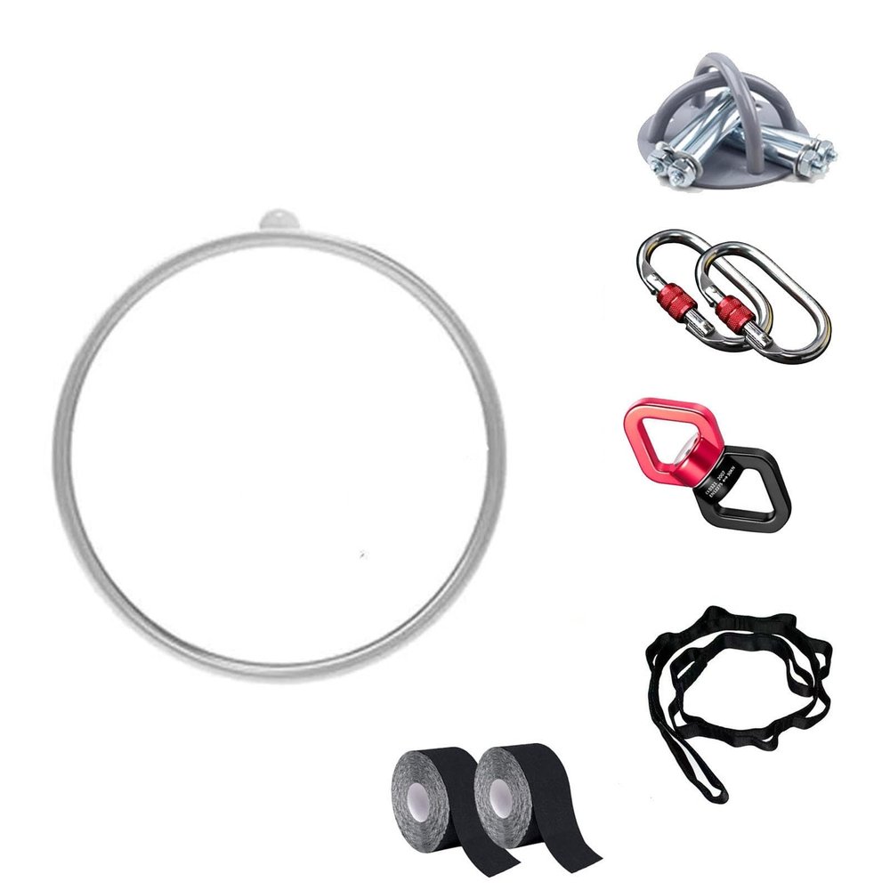 Lyra Hoop Aerial Yoga Ring 32mm Aerial Yoga Hoop with Ceiling Anchor & Non-slip Tape, 80 90 100cm Circus Aerial Equipment Large Hoop for Fitness Dance, 360 Swivel Yoga Power Ring ( Size : Dia 80cm/31