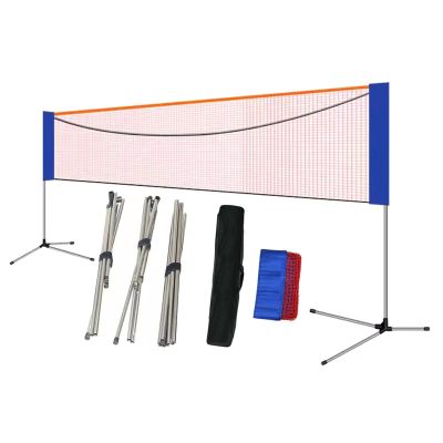 ZOLUR Adjustable Badminton Net with Stand, Stainless Steel Pickleball Nets with Storage Bag, for Indoor Outdoor Park (Color : Stainless Steel Style, Size : 5.1m/17ft)
