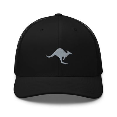 Kangaroo Trucker hat, Embroidered Unisex hat, Kangaroo Hats for Men and Women. Black