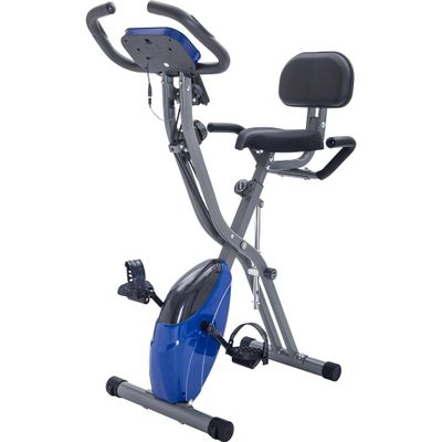 Workout Bike For Home - 2 In 1 Recumbent Exercise Bike and Upright Indoor Cycling Bike Positions, 10 Level Magnetic Resistance Exercise Bike, Foldable Stationary Bike Machine, Fitness Bike with Heart Rate,LCD Monitor (Blue)