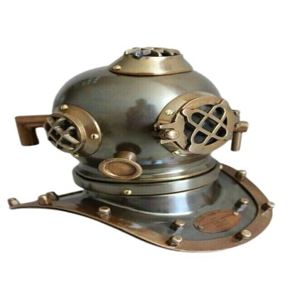 NineFit Basics Antique U.S Navy Mini Divers Diving Helmet 7 Inch Mark IV Deep Sea Divers Scuba, As Shown in image