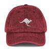 NineFit Basics Kangaroo hat, Embroidered Unisex Vintage hat, Kangaroo Hats for Men and Women. Maroon view 1
