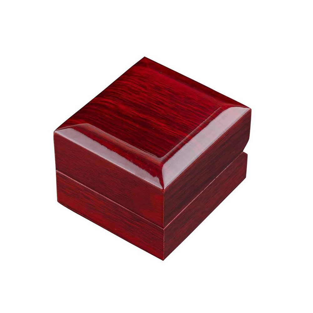 LED Lighted Wooden Ring Box Ring Gift Box Square Wedding Ring Box for Proposal, Engagement
