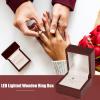 LED Lighted Wooden Ring Box Ring Gift Box Square Wedding Ring Box for Proposal, Engagement view 3