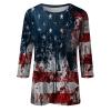 AAZJSS Patriotic Women's 4th of July American Flag T-Shirt, Red, White & Blue, 3/4 Sleeve, Crew Neck, Multicolor, Adult, Medium to X-Large view 3