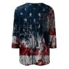AAZJSS Patriotic Women's 4th of July American Flag T-Shirt, Red, White & Blue, 3/4 Sleeve, Crew Neck, Multicolor, Adult, Medium to X-Large view 4