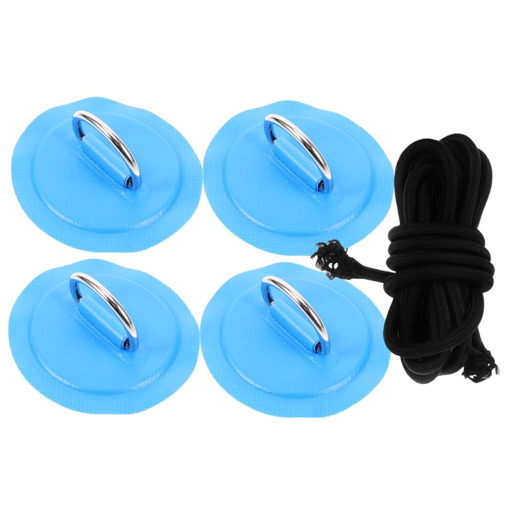 BESPORTBLE Kayak D-Ring Patch Set 4-Layer PVC Inflatable Boat D-Ring Buckle Sturdy Shocks Cord Hooks for Deck Anchor for Paddle Board and Canoe
