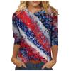 AAZJSS Women's 4th of July Patriotic Shirt - Red, White & Blue - 3/4 Sleeve - Large - Royal Blue view 1
