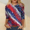 AAZJSS Women's 4th of July Patriotic Shirt - Red, White & Blue - 3/4 Sleeve - Large - Royal Blue view 2