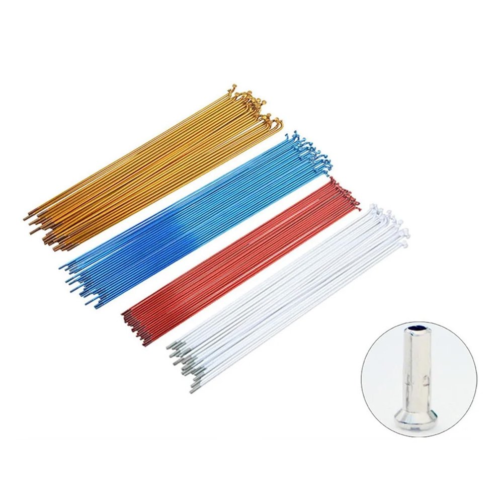 Skdvy 16PCS 186/188/259/261mm Blue/Gold/red/White Bicycle Mountain Bike 14G Spokes 20/24/26/29 Inch Bike Spoke with Nipples (Color : 292mmwhite), Skdayy055
