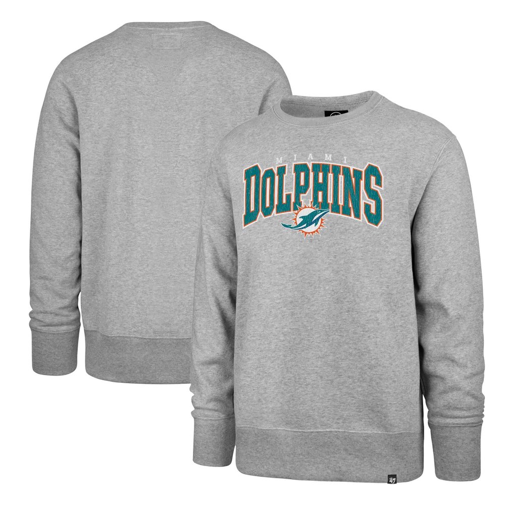 47 Men's Gray Miami Dolphins Varsity Block Headline Pullover Sweatshirt