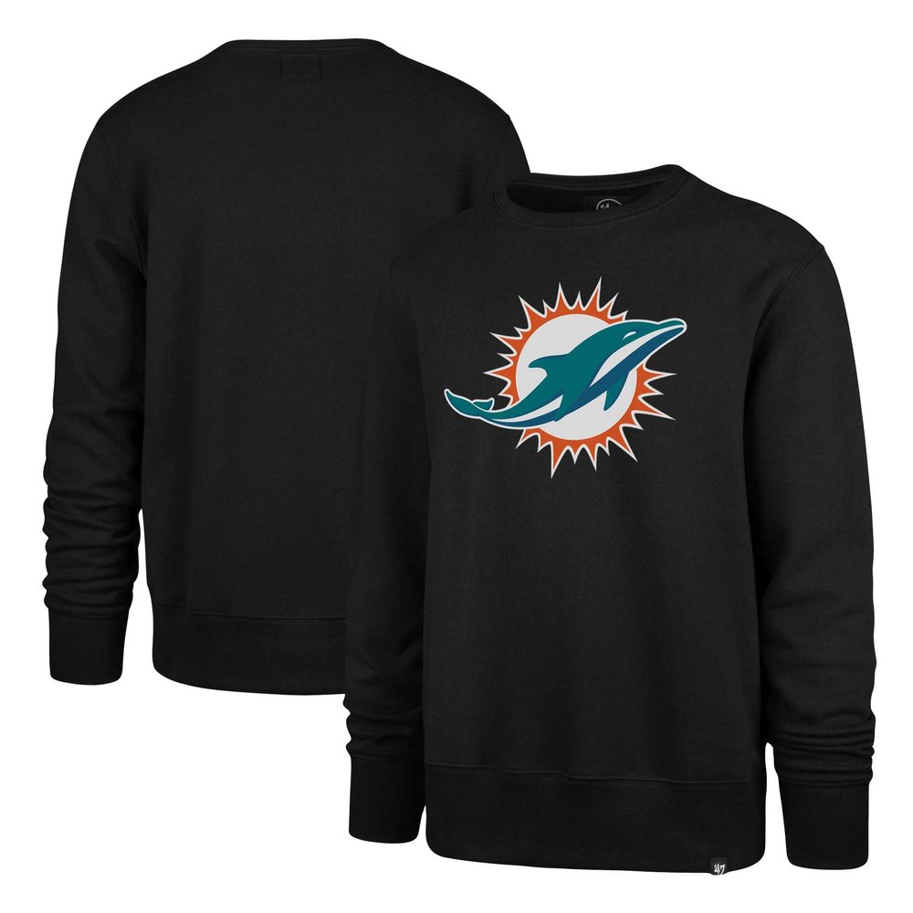 47 Men's Black Miami Dolphins Imprint Headline Pullover Sweatshirt