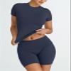 Trendy Queen Womens 2 Piece Workout Sets Short Matching Lounge Sets Summer Clothes Going Out Gym Outfits NavyBlue XL view 2