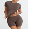 Trendy Queen Womens 2 Piece Workout Sets Short Matching Lounge Sets Summer Clothes Going Out Gym Outfits MochaBrown XS view 2