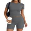 Trendy Queen Womens 2 Piece Workout Sets Short Matching Lounge Sets Summer Clothes Going Out Gym Outfits DarkGrey M view 1