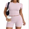 Trendy Queen Womens 2 Piece Workout Sets Short Matching Lounge Sets Summer Clothes Going Out Gym Outfits BabyPink S view 1