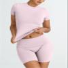 Trendy Queen Womens 2 Piece Workout Sets Short Matching Lounge Sets Summer Clothes Going Out Gym Outfits BabyPink S view 2