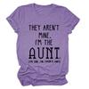 ZLXBLYYMZ They aren't Mine I'm The Aunt Shirts Women Funny Short Sleeve Aunt T-Shirt Letter Printed Casual Crewneck Tops Purple, XX-Large view 1