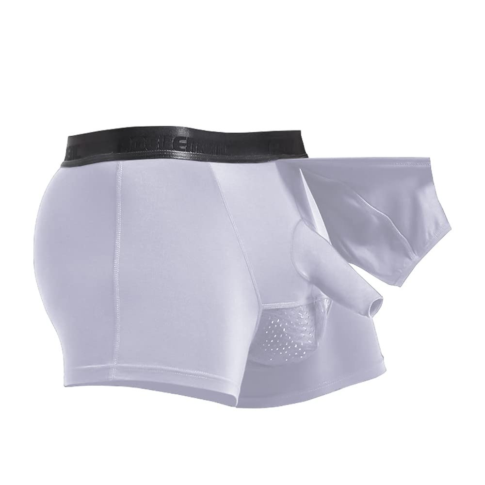 Feelonger Men's Trunks redundant Prepuce Physical Therapy Front Open Breathable Bulge Boxer Briefs Separated Pouch underwear (US, Alpha, X-Large, Regular, Regular, Gentlman White)