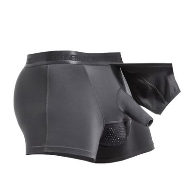 Feelonger Men's Trunks redundant Prepuce Physical Therapy Front Open Breathable Bulge Boxer Briefs Separated Pouch underwear (US, Alpha, X-Large, Regular, Regular, Gentlman Grey)