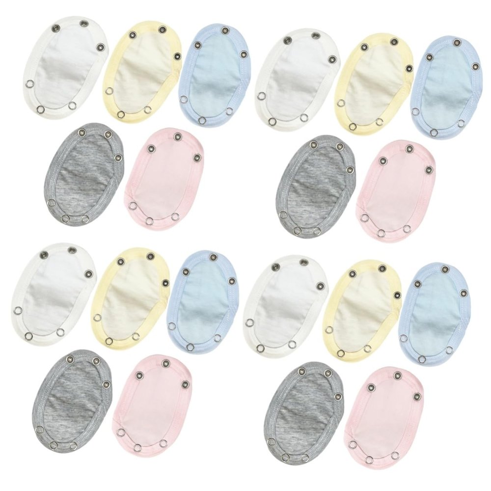 Holibanna 20 Pcs Baby Bodysuit Extenders Snap Soft Cotton Jumpsuits Extender for Toddlers Boys Girls Easy Wear Breathable Comfortable