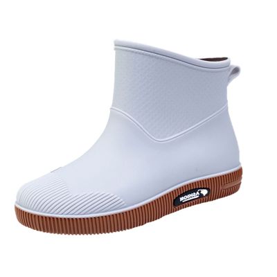IWIHMIV Short Boots Rain Boots for Women Short Rubber Boots Waterproof Ankle Rain Boots Comfortable Slip On Rain Boots for WomenA2-Grey,7