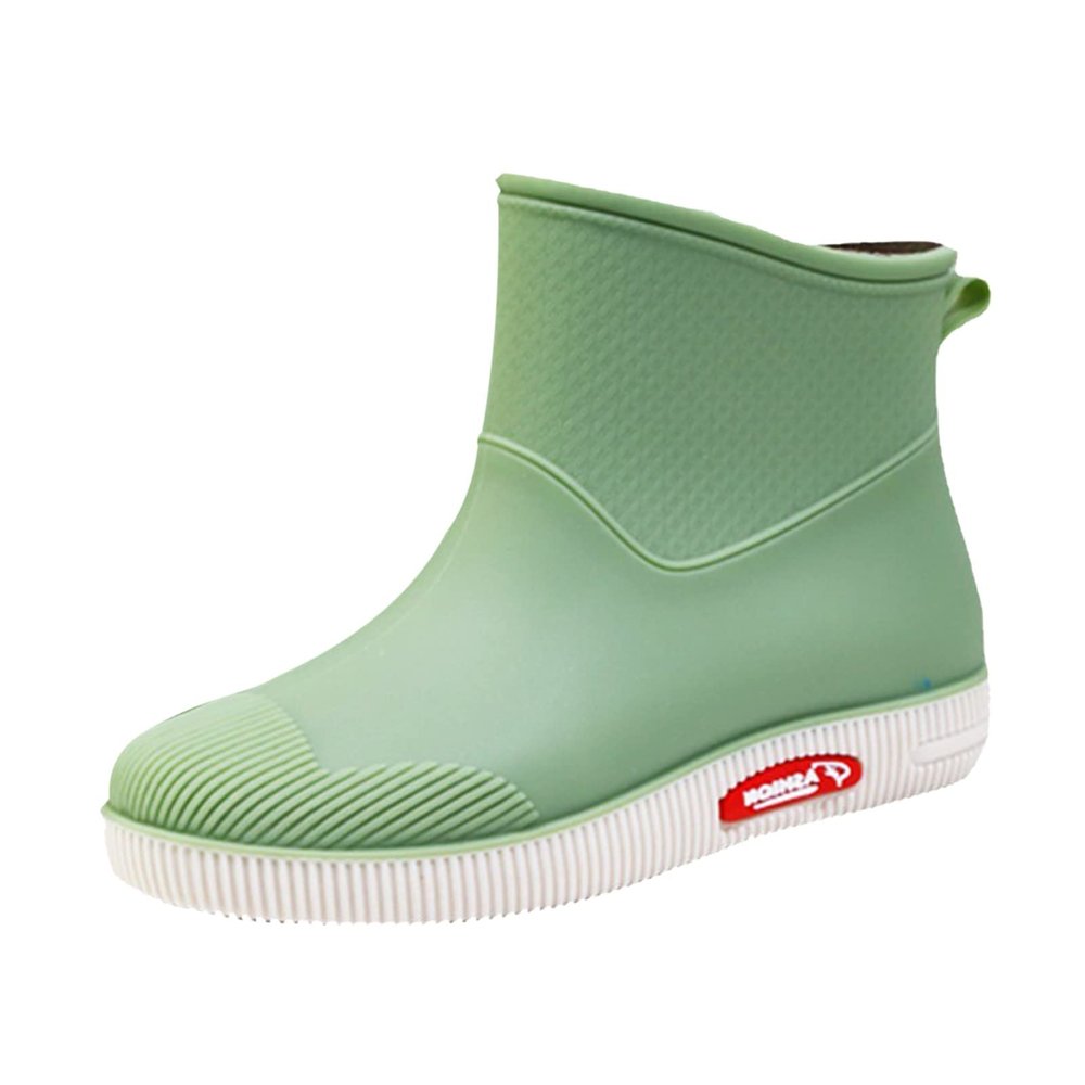 IWIHMIV Short Boots Rain Boots for Women Short Rubber Boots Waterproof Ankle Rain Boots Comfortable Slip On Rain Boots for WomenA2-Green,6.5