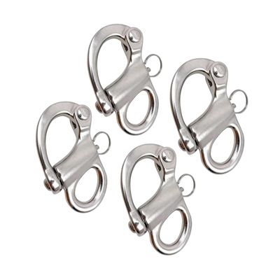 Marine Grade 316 Stainless Steel Fixed Shackle Hand Pull Quick Hanging Shackle snap Hook for Hoisting Rope Suspension (4Pcs, 1-3/8"(35mm))