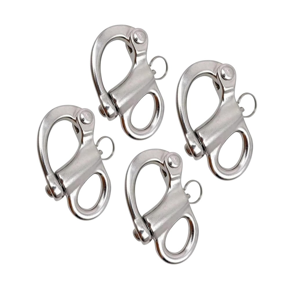 Marine Grade 316 Stainless Steel Fixed Shackle Hand Pull Quick Hanging Shackle snap Hook for Hoisting Rope Suspension (4Pcs, 1-3/8"(35mm))