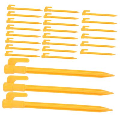 DEARMAMY 24pcs Heavy Duty Plastic Tent Stakes for Outdoor Camping Tent Pegs Easy to Use Ground Nails for Beach and Garden