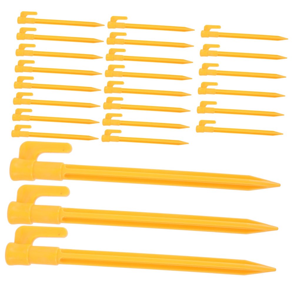 DEARMAMY 24pcs Heavy Duty Plastic Tent Stakes for Outdoor Camping Tent Pegs Easy to Use Ground Nails for Beach and Garden