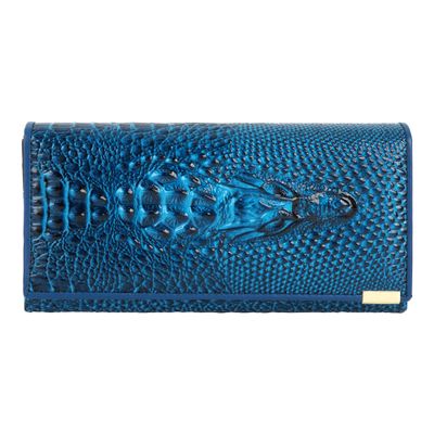 Aisi Women Men Leather Wallet Embossed Crocodile Clutch Wallet Credit Card Holder, R+Deep Blue, bb-01190-08S