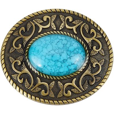 GORGECRAFT Western Turquoise Belt Buckle Vintage Medieval Buckle Belt Fastener Accessory Bohemian Style Fashion Turquoise Jewelry Belt Punk Buckles for Women Ladies Cowgirl Cowboy Men, Antique Bronze