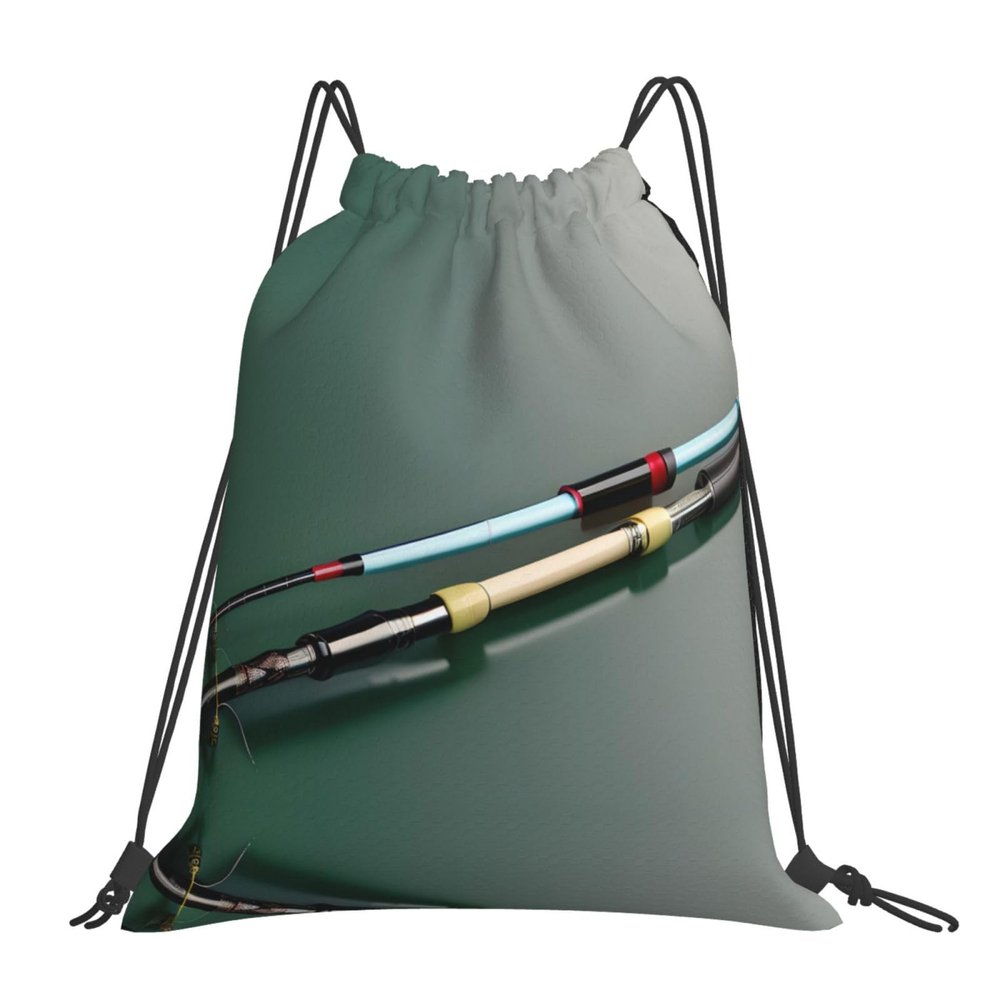 YQxwJL Fishing Rods Print Sports Drawstring Backpack,Water Resistant Bag, Gym Backpack for Women Men