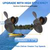 13 1/4 X 17 Upgrade OEM 58130-ZW1-017AH Outboard Boat Propeller fit Honda Engines 60-130HP 15 Spline Tooth 13.25x17 Aluminum 3 Blades RH view 2