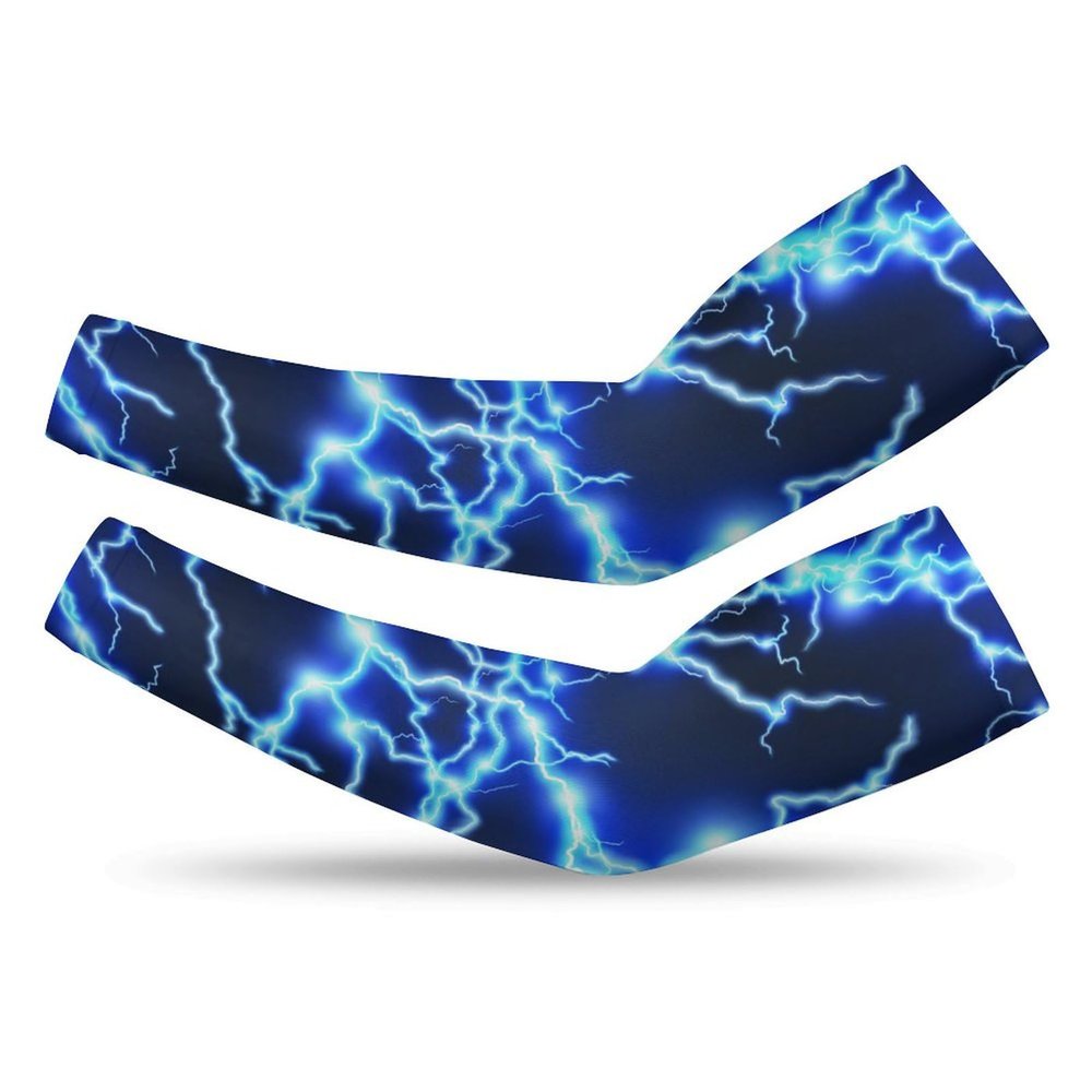 Blue Lightning Cooling Arm Sleeves UV Sun Protector Breathable Ice Silk Compression Sleeves Cover XL, frhj783
