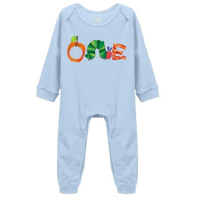 1 Month Happy Hungry Caterpillar Organic Toddler Romper Footed Crawl Clothes K-Blue