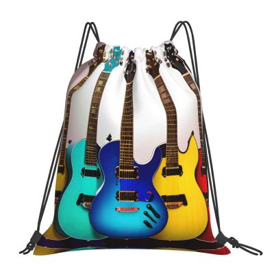 YQxwJL Colorful Guitars Print Sports Drawstring Backpack,Water Resistant Bag, Gym Backpack for Women Men
