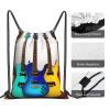 YQxwJL Colorful Guitars Print Sports Drawstring Backpack,Water Resistant Bag, Gym Backpack for Women Men view 3