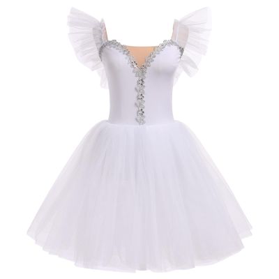 Ballerina Costume Women, Swan Lake Ballet Costumes Adult Ballet Leotard Tutu Dress Mesh Tulle Puffy Skirt Long Dance Dresses Ballerina Dancewear Professional Competition Stage Performance White XL