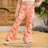 OYOANGLE Girl's Boho Floral Print Elastic Waist Flared Leg Pants Casual Bell Bottom Trousers Orange 11Y view 2