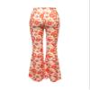 OYOANGLE Girl's Boho Floral Print Elastic Waist Flared Leg Pants Casual Bell Bottom Trousers Orange 11Y view 4