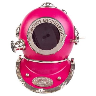 NineFit Basics Vintage Pink Divers Diving Helmet US Navy Mark V Sea Scuba Morse Boston Helmet, As shown in image