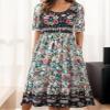 Akivide Women Boho Short Sleeve Tshirt Maxi Dress Floral Print Summer Casual Plus Size Flowy Beach Loose Long Tunic Dress with Pocket view 2