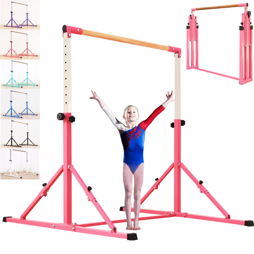 Marfual 5 Ft Fold Gymnastic Bar Kip Bar with Mat with Professional 4 Ft Width for Kids and Girl and Teenage Home and Club Use