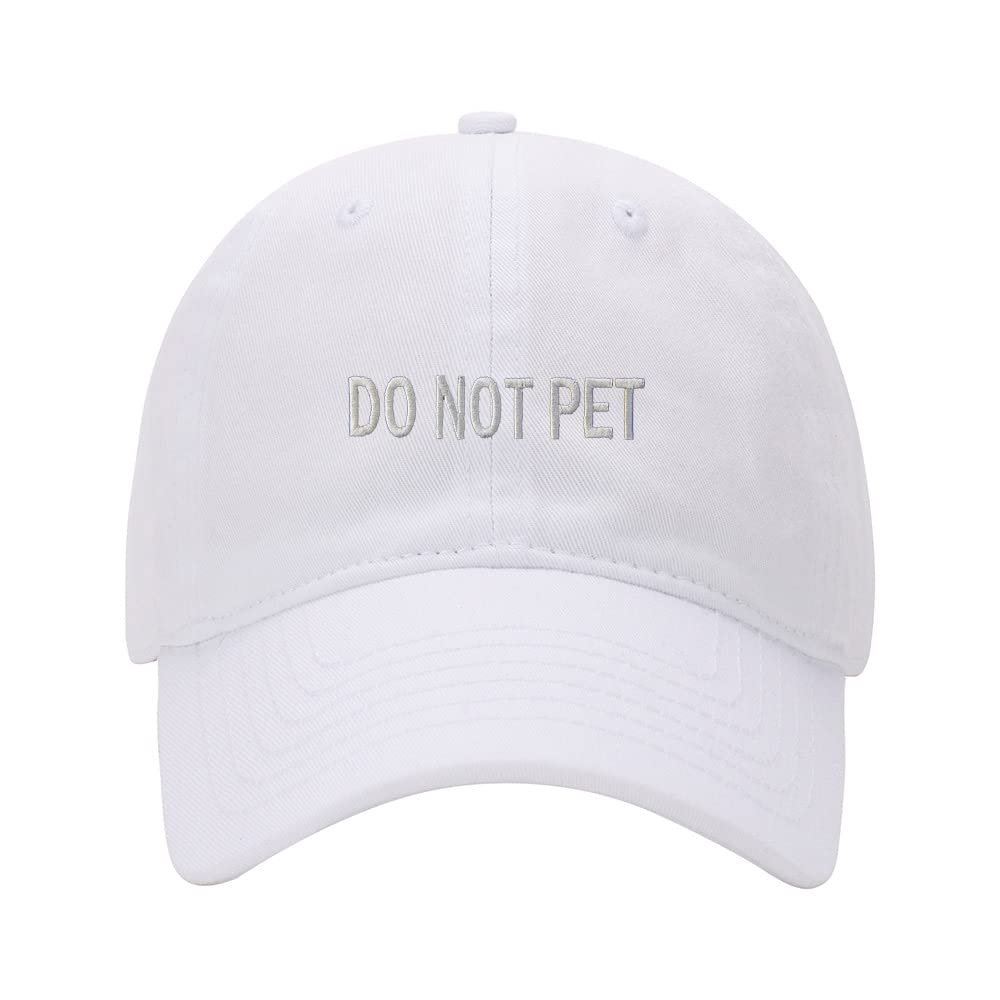 Baseball Cap Men Women Do Not Pet Embroidered Unisex Classic Adjustable Strapback Dad Hat (7 1/2,White)