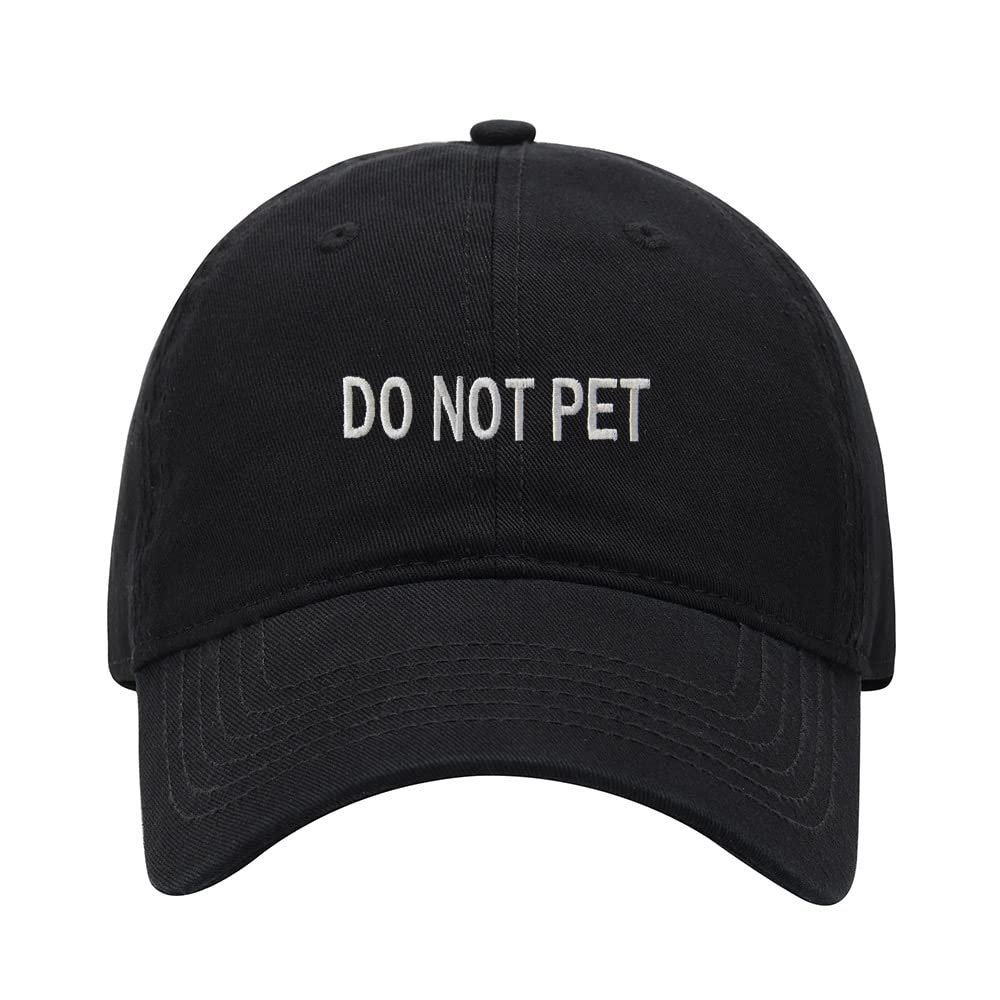 Baseball Cap Men Women Do Not Pet Embroidered Unisex Classic Adjustable Strapback Dad Hat (7 1/2,Black)